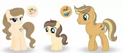 Size: 2048x897 | Tagged: safe, artist:galaxysparkleyt, derpibooru import, oc, oc:apple flower, oc:sweet cheeks, oc:zap apple, unofficial characters only, earth pony, pony, female, filly, male, mare, offspring, parent:applejack, parent:caramel, parents:carajack, simple background, stallion, white background