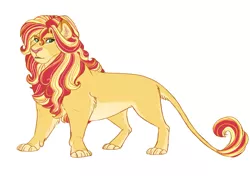 Size: 5769x4056 | Tagged: absurd resolution, alternate universe, animal, artist:earthsong9405, big cat, cat, derpibooru import, female, fluffy au, lion, lioness, lionified, safe, simple background, solo, species swap, sunset shimmer, white background