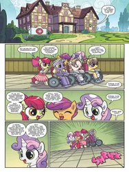 Size: 768x1024 | Tagged: apple bloom, artist:agnesgarbowska, candy striper, clothes, cutie mark crusaders, derpibooru import, dress, hospital, idw, ponyville mysteries, preview, safe, scootaloo, spoiler:comic, spoiler:comicponyvillemysteries1, sweetie belle, wheelchair