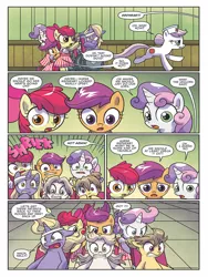 Size: 768x1024 | Tagged: safe, artist:agnesgarbowska, derpibooru import, idw, apple bloom, nurse redheart, scootaloo, sweetie belle, earth pony, pegasus, pony, unicorn, ponyville mysteries, spoiler:comic, spoiler:comicponyvillemysteries1, candy striper, cutie mark crusaders, female, filly, mare, nurse, preview