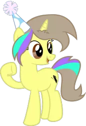 Size: 1096x1591 | Tagged: safe, artist:ponkus, derpibooru import, oc, oc:lydia, pony, unicorn, birthday, female, hat, mare, party hat, ponysona, simple background, solo, transparent background, vector