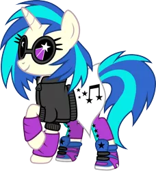 Size: 800x878 | Tagged: safe, artist:cloudyglow, derpibooru import, vinyl scratch, equestria girls, clothes, doll, equestria girls minis, equestria girls outfit, shoes, simple background, sneakers, solo, sunglasses, toy, transparent background