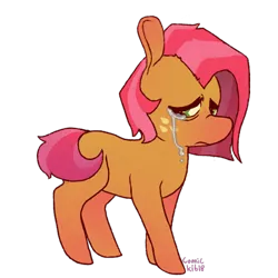 Size: 500x500 | Tagged: safe, artist:winkout, derpibooru import, babs seed, earth pony, pony, blank flank, crying, female, filly, freckles, red nosed, sad, simple background, solo, transparent background