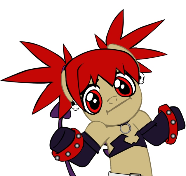 Size: 1196x1126 | Tagged: safe, derpibooru import, ponified, earth pony, pony, bracelet, crossover, disgaea, etna, jewelry, meme, shrug, shrugpony, simple background, spiked wristband, studded bracelet, transparent background, wristband