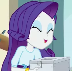 Size: 731x720 | Tagged: safe, derpibooru import, screencap, rarity, dance magic, equestria girls, spoiler:eqg specials, awoo, box, cropped, cute, eyes closed, rarara, raribetes, solo