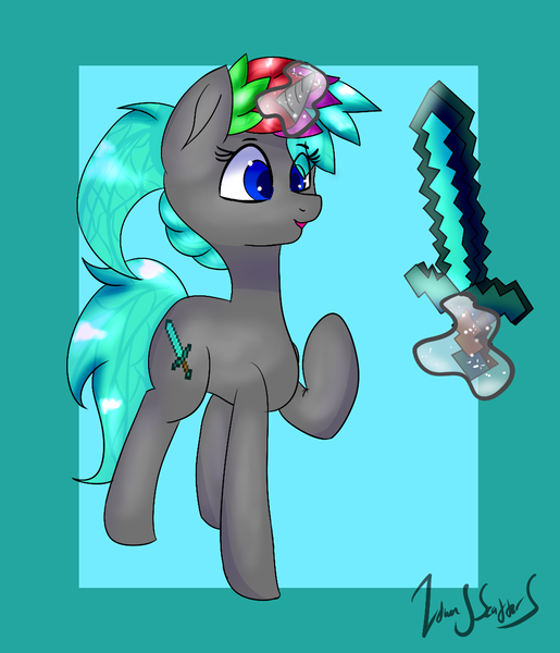 Size: 999x1163 | Tagged: safe, artist:itwasscatters, derpibooru import, oc, oc:diamond sharp, unofficial characters only, pony, unicorn, shiny, solo, sword, weapon