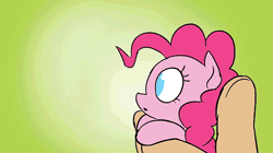 Size: 600x336 | Tagged: safe, artist:doublewbrothers, derpibooru import, pinkie pie, earth pony, human, pony, :o, animated, boop, cute, diapinkes, eyes closed, female, frame by frame, frown, gif, gradient background, hand, happy, holding a pony, in goliath's palm, mare, micro, my tiny pony, nose wrinkle, open mouth, ponk, smiling, solo focus, squigglevision, tiny ponies, weapons-grade cute
