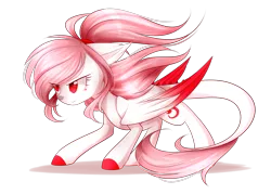 Size: 2797x2005 | Tagged: artist:snowbunny0820, derpibooru import, dracony, eye clipping through hair, female, high res, hybrid, oc, oc:scarlet skyler, safe, simple background, solo, transparent background, two toned wings