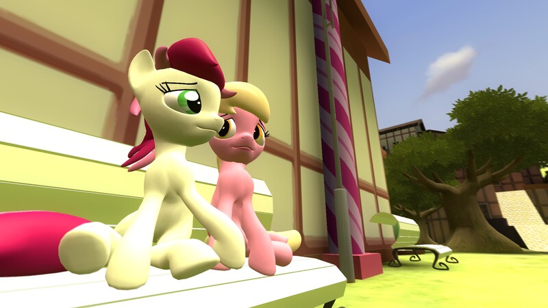Size: 1920x1080 | Tagged: 3d, artist:soad24k, couple, derpibooru import, female, gmod, lily, lily valley, mare, roselily, roseluck, safe, shipping, the break up breakdown