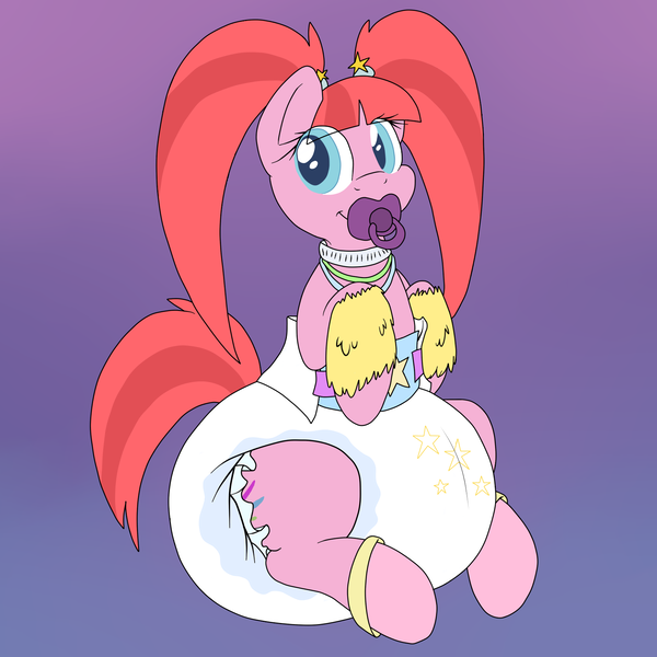 Size: 1700x1700 | Tagged: arm warmers, artist:fluffyxai, cute, derpibooru import, diaper, diaper fetish, edit, editor:hodgepodgedl, female, fetish, glowbetes, glowstick, jewelry, looking at you, necklace, pacific glow, pacifier, poofy diaper, solo, solo female, suggestive