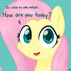 Size: 1000x1000 | Tagged: safe, artist:yakoshi, derpibooru import, fluttershy, pony, bronybait, bust, cute, female, kind, looking at you, open mouth, portrait, solo, talking to viewer, wholesome