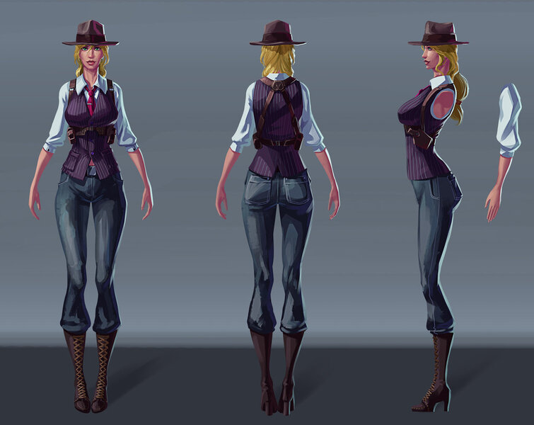 Size: 1024x814 | Tagged: applejack, artist:sunset tide, boots, clothes, cold war, derpibooru import, fedora, female, gray background, hat, high heel boots, human, humanized, jeans, necktie, pants, safe, shoes, simple background, solo, species swap, suit, waistcoat