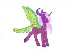 Size: 1750x1275 | Tagged: antlers, artist:ocean-drop, changedling, changeling, changepony, derpibooru import, female, horn, hybrid, insect wings, interspecies offspring, next generation, oc, oc:amaranthine, offspring, parents:twirax, parent:thorax, parent:twilight sparkle, raised hoof, safe, simple background, solo, unofficial characters only, white background