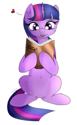 Size: 878x1426 | Tagged: safe, artist:monsoonvisionz, derpibooru import, twilight sparkle, twilight sparkle (alicorn), alicorn, pony, belly button, book, female, heart, mare, reading, simple background, transparent background