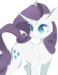 Size: 500x648 | Tagged: safe, artist:clayterran, derpibooru import, rarity, pony, unicorn, curved horn, female, mare, simple background, solo, white background