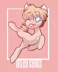 Size: 599x737 | Tagged: safe, artist:kapusha-blr, derpibooru import, ponified, earth pony, pony, miley cyrus, one eye closed, smiling, solo, wink