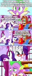 Size: 1128x2636 | Tagged: abuse, background pony strikes again, clothes, comic, crossdressing, derpibooru import, downvote bait, dress, edit, edited screencap, editor:useraccount, excessive exclamation marks, go to sleep garble, image macro, meme, molt down, op isn't even trying anymore, op is wrong, phoenix dress, rarity, safe, screencap, screencap comic, shitposting, spike, spikeabuse, useless, winged spike