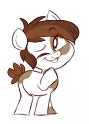 Size: 410x569 | Tagged: safe, artist:kapusha-blr, derpibooru import, pipsqueak, earth pony, pony, best boi, colt, cute, male, one eye closed, simple background, smiling, solo, squeakabetes, white background, wink
