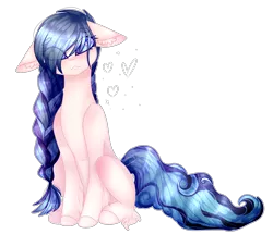 Size: 2187x1879 | Tagged: safe, artist:honeybbear, derpibooru import, oc, oc:ocean tail, unofficial characters only, earth pony, pony, female, floppy ears, mare, simple background, sitting, solo, transparent background