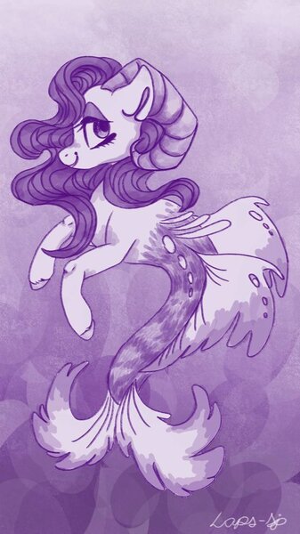 Size: 600x1067 | Tagged: safe, artist:laps-sp, derpibooru import, ponified, pony, capricorn, female, horoscope, looking at you, monochrome, ponyscopes, purple, solo, underwater, zodiac