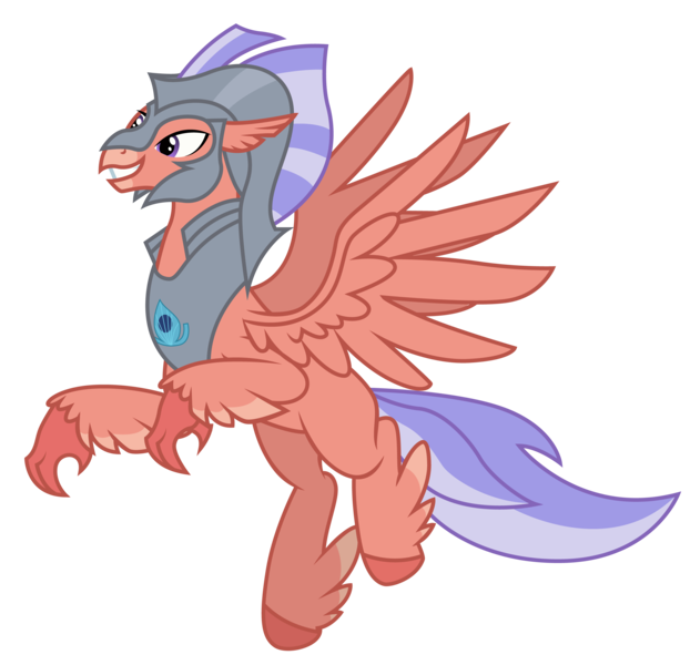 Size: 5392x5200 | Tagged: safe, artist:dragonchaser123, derpibooru import, classical hippogriff, hippogriff, surf and/or turf, absurd resolution, armor, chestplate, feathered fetlocks, flying, helmet, male, simple background, solo, transparent background, vector