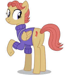 Size: 5000x5200 | Tagged: safe, artist:dragonchaser123, derpibooru import, amber ink, pegasus, pony, fame and misfortune, absurd resolution, background pony, bookseller, clothes, female, looking back, mare, raised hoof, simple background, solo, sweater, transparent background, vector