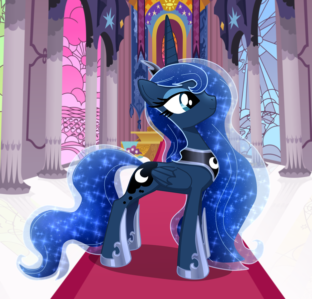 Size: 1074x1031 | Tagged: safe, artist:sugaryicecreammlp, derpibooru import, princess luna, pony, solo, throne room