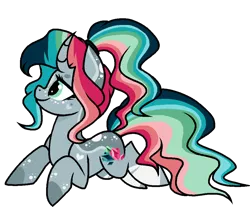 Size: 1014x850 | Tagged: safe, artist:chococakebabe, derpibooru import, oc, pony, unicorn, curved horn, female, mare, prone, simple background, solo, transparent background