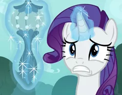 Size: 1377x1080 | Tagged: safe, derpibooru import, screencap, rarity, unicorn, molt down, cropped, dropper, female, frown, glowing horn, gritted teeth, levitation, magic, mare, not sure if want, out of context, telekinesis