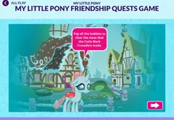 Size: 2048x1415 | Tagged: derpibooru import, game, my little pony friendship quests, ocellus, safe, sugarcube corner, website