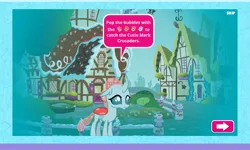 Size: 2048x1228 | Tagged: apple bloom, babs seed, cutie mark crusaders, derpibooru import, game, my little pony friendship quests, ocellus, safe, scootaloo, sugarcube corner, sweetie belle, website