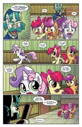 Size: 724x1113 | Tagged: safe, artist:agnesgarbowska, derpibooru import, idw, apple bloom, distemper, scootaloo, sweetie belle, earth pony, pegasus, pony, unicorn, ponyville mysteries, spoiler:comic, spoiler:comicponyvillemysteries1, cutie mark crusaders, female, filly, preview