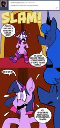 Size: 576x1224 | Tagged: 2 panel comic, artist:pembroke, clothes, comic, derpibooru import, princess luna, safe, socks, stickluna, striped socks, thighlight sparkle, thiklestia, thunder thighs, twilight sparkle