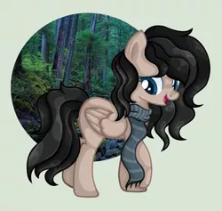 Size: 2192x2080 | Tagged: safe, artist:xxreddevil12xx, derpibooru import, oc, oc:coco whooves, unofficial characters only, pegasus, pony, base used, clothes, female, forest, high res, mare, offspring, parent:doctor whooves, scarf, solo