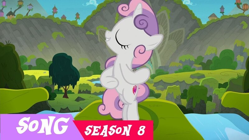 Size: 1280x720 | Tagged: derpibooru import, harmonizing heights, safe, screencap, singing, smiling, surf and/or turf, sweetie belle, tree, your heart is in two places