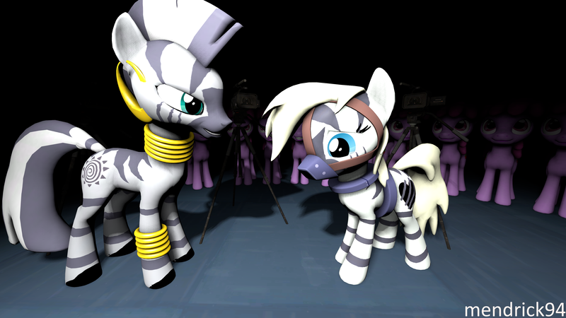 Size: 3840x2160 | Tagged: 3d, artist:mendrick94, aryanne getting striped, aryan pony, berry punch, berryshine, body painting, bondage, camera, collar, cutiemarking, derpibooru exclusive, derpibooru import, gag, harness, muzzle gag, nazi, oc, oc:aryanne, semi-grimdark, source filmmaker, striped, stripes, tack, zebra, zebra supremacy, zecora