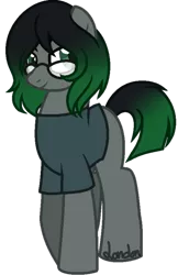 Size: 400x616 | Tagged: safe, artist:t-aroutachiikun, derpibooru import, oc, oc:sound tune, earth pony, pony, clothes, female, glasses, mare, shirt, simple background, solo, transparent background