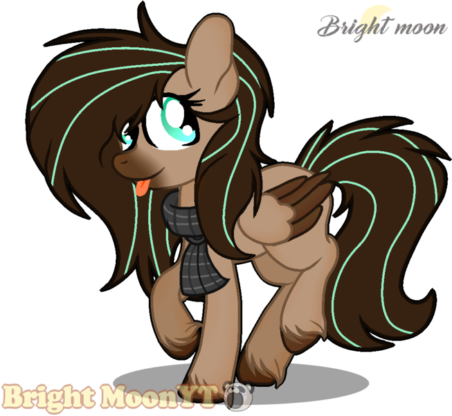 Size: 1024x941 | Tagged: safe, artist:sleppchocolatemlp, derpibooru import, oc, oc:mint, unofficial characters only, pegasus, pony, clothes, digital art, female, gift art, mare, scarf, simple background, solo, tongue out, transparent background, two toned wings