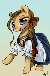 Size: 1000x1500 | Tagged: safe, artist:elisdoominika, derpibooru import, oc, ponified, unofficial characters only, pony, braid, clothes, costume, dress, female, folk costume, folklore, slovakia, solo