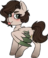 Size: 666x818 | Tagged: safe, artist:ivybrush, derpibooru import, oc, oc:pacific pine, unofficial characters only, pegasus, pony, blushing, female, heart eyes, looking at you, looking back, looking back at you, simple background, solo, tongue out, transparent background, wingding eyes