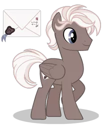 Size: 968x1152 | Tagged: safe, artist:enifersuch, derpibooru import, oc, oc:ink letter, pegasus, pony, cutie mark, male, offspring, parent:derpy hooves, parent:doctor whooves, parents:doctorderpy, simple background, solo, stallion, transparent background