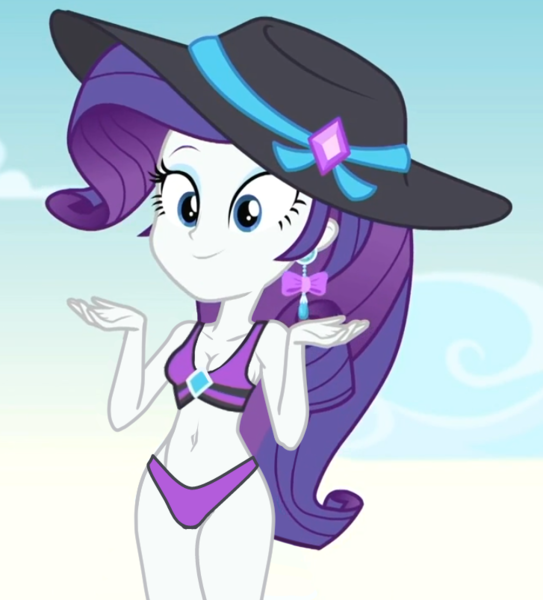 Size: 727x803 | Tagged: suggestive, artist:dirty mike, derpibooru import, edit, edited screencap, editor:thebar, screencap, rarity, equestria girls, equestria girls series, lost and found, beautiful, belly button, bikini, bikini babe, bikini bottom, breast edit, breasts, cleavage, clothes, cropped, ear piercing, earring, female, hat, hips, jewelry, piercing, raribetes, sexy, solo, solo female, sun hat, swimsuit, swimsuit edit