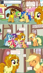 Size: 1280x2168 | Tagged: safe, artist:hakunohamikage, derpibooru import, adagio dazzle, apple bloom, applejack, aria blaze, cheese sandwich, scootaloo, sonata dusk, sweetie belle, ponified, pegasus, pony, unicorn, ask-princesssparkle, armor, comic, cutie mark crusaders, dusk guard, female, mare, the dazzlings