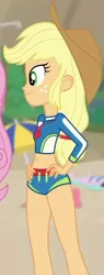 Size: 252x664 | Tagged: safe, derpibooru import, screencap, applejack, blue crushed, equestria girls, equestria girls series, clothes, cropped, hand on hip, solo, swimsuit