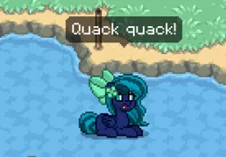 Size: 826x574 | Tagged: safe, derpibooru import, oc, oc:midnight mist, duck, pegasus, pony, pony town, behaving like a duck, derp, pegaduck, quack