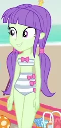 Size: 206x428 | Tagged: safe, derpibooru import, screencap, starlight, equestria girls, equestria girls series, lost and found, bandeau, bikini, clothes, cropped, high waisted bikini, midriff, solo, swimsuit