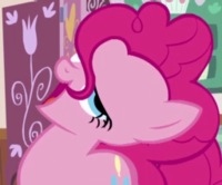 Size: 200x166 | Tagged: safe, derpibooru import, screencap, pinkie pie, earth pony, pony, call of the cutie, season 1, cropped, faic, female, great moments in animation, kitchen, mid-blink screencap, picture for breezies, ponk, solo