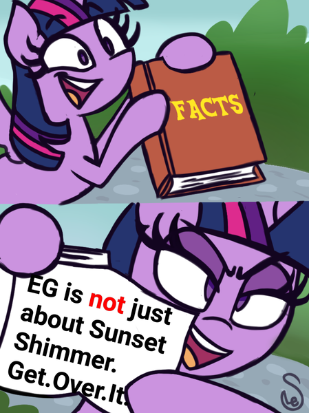 Size: 1920x2566 | Tagged: safe, artist:quarium edits, derpibooru import, edit, sunset shimmer, twilight sparkle, twilight sparkle (alicorn), alicorn, equestria girls, 2 panel comic, comic, ed edd n eddy, exploitable, exploitable meme, meme, solo, twilight's fact book