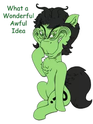Size: 2081x2774 | Tagged: safe, artist:wispy tuft, derpibooru import, oc, oc:anonfilly, unofficial characters only, chest fluff, faic, female, filly, grin, grinch face, simple background, sitting, smiling, solo, the grinch, transparent background