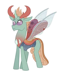 Size: 1024x1240 | Tagged: artist:ashidaii, biography, changedling, changeling, derpibooru import, digital art, insect wings, male, oc, oc:spiracle, offspring, parent:thorax, safe, simple background, solo, transparent background, transparent wings, unofficial characters only